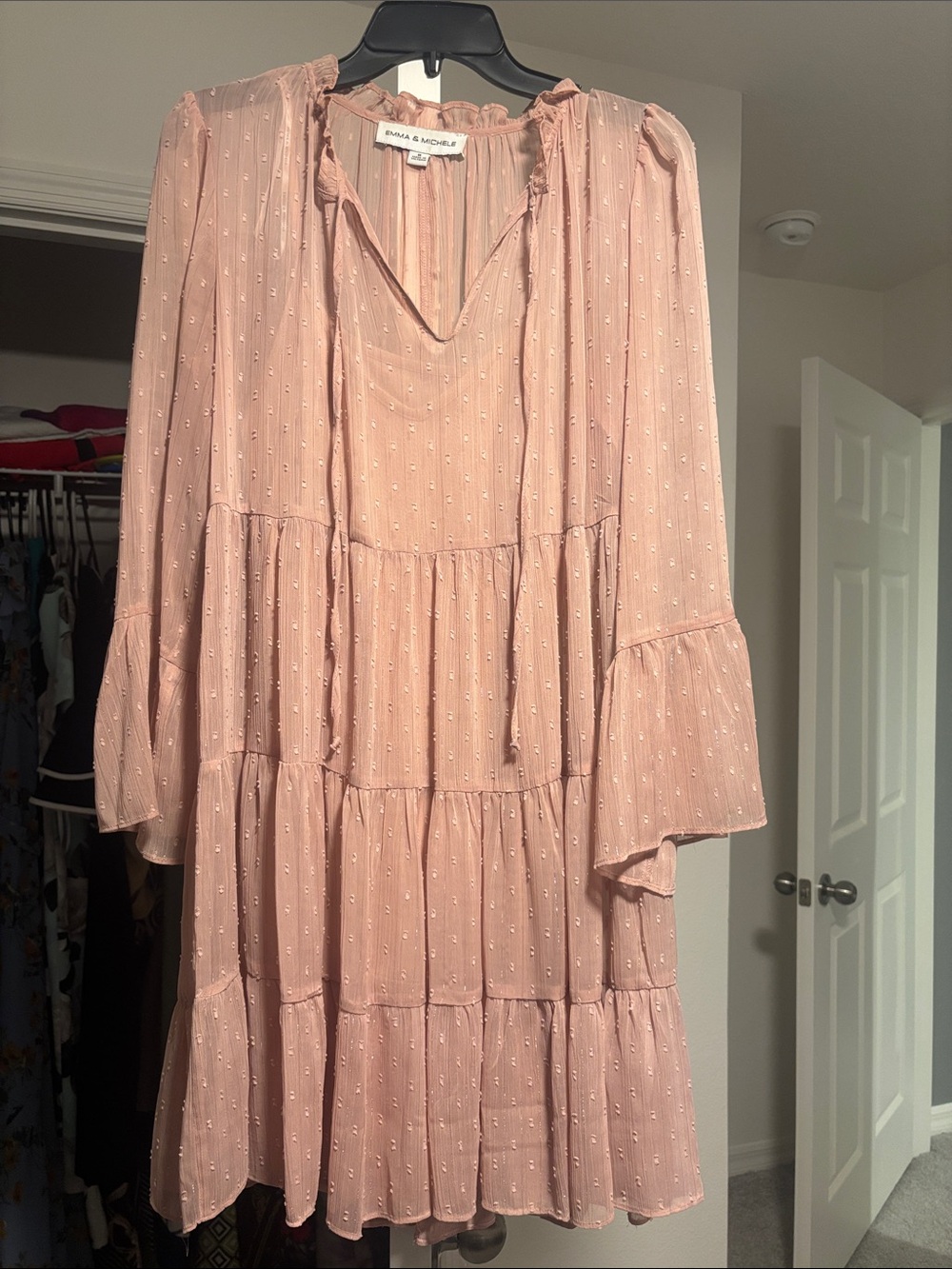 Emma & Michele Blush Pink Tiered Mini Dress